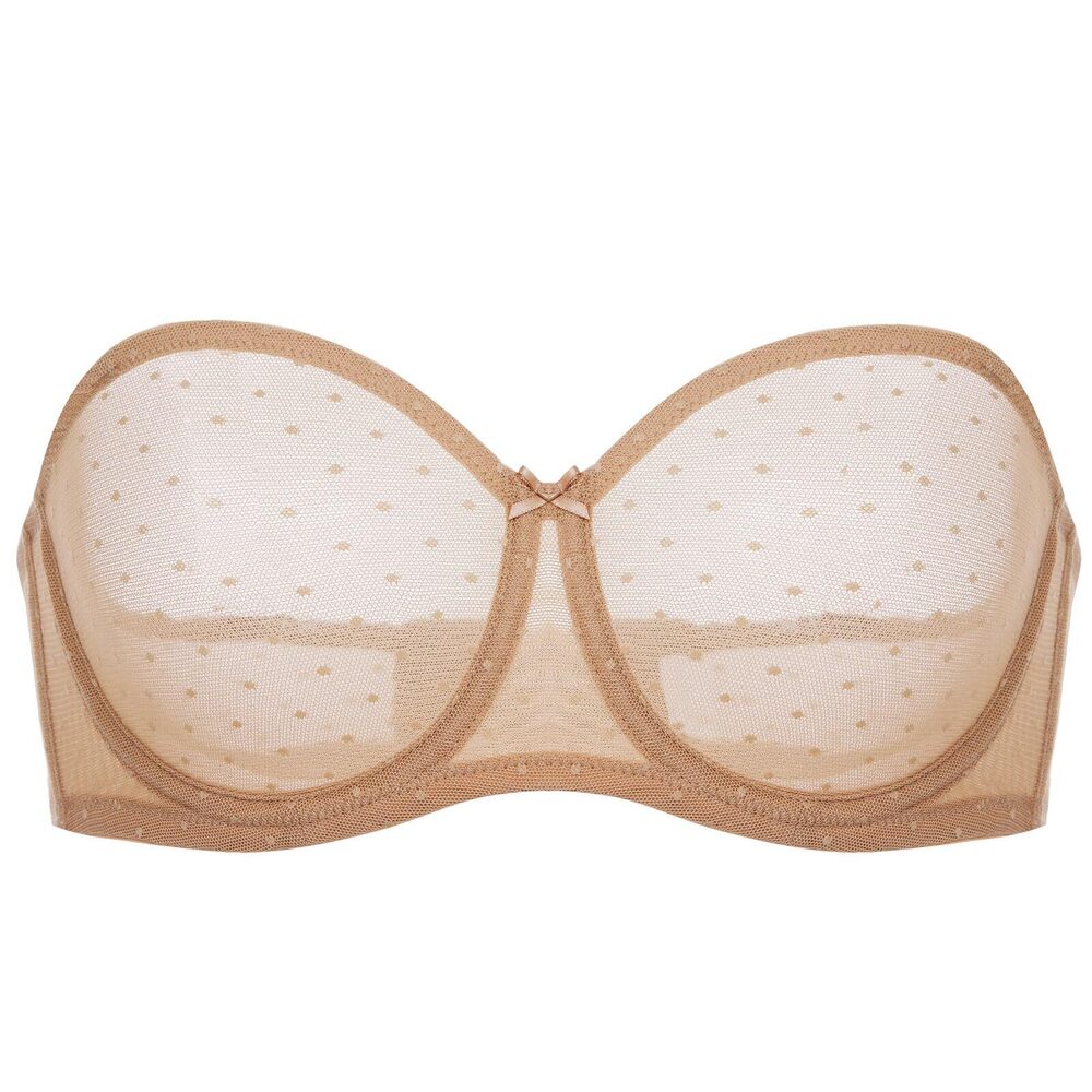 8590 Mesh Strapless Bra Sheer Unlined See Through Underwire Bras Plus Size